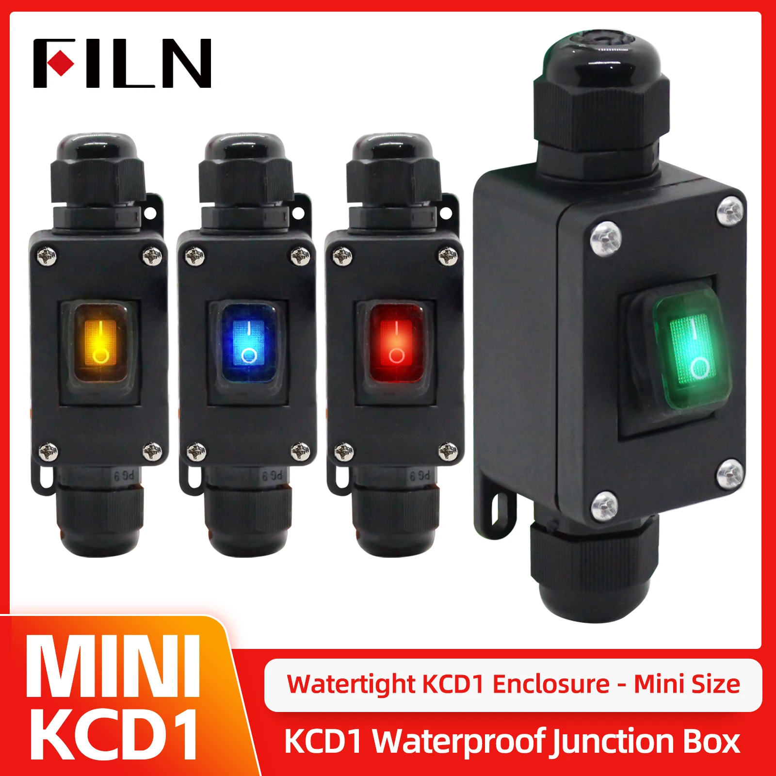 Outdoor Power Box Cover - FILN with Illuminated Rokcer Switch KCD1
