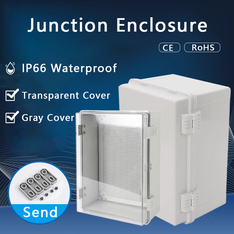 Outdoor Power Box Cover - IP66 Waterproof Plastic Enclosure Gray/Transparent Cover