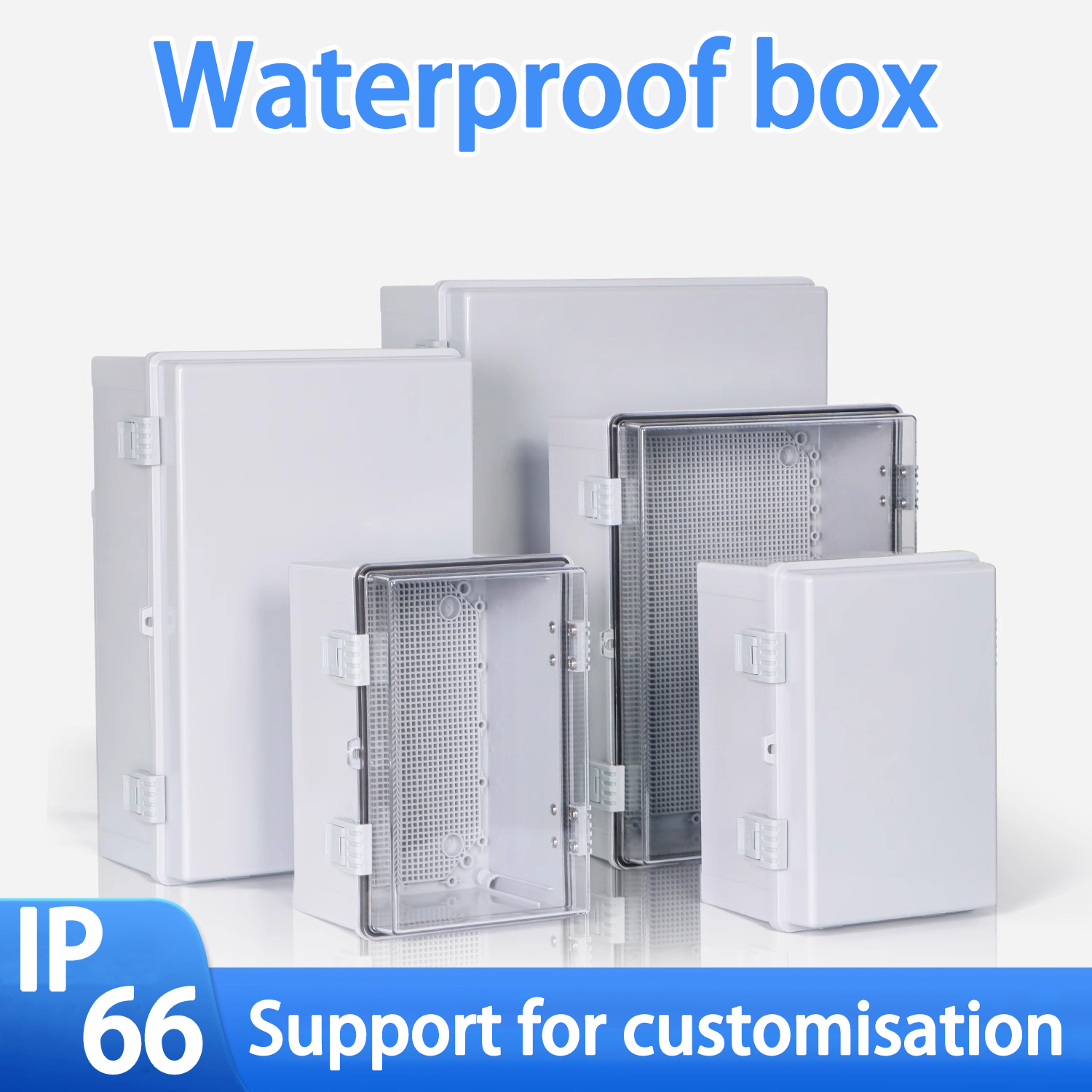 Outdoor Power Box Cover - IP66 Waterproof Gray/Transparent cover Housing Power