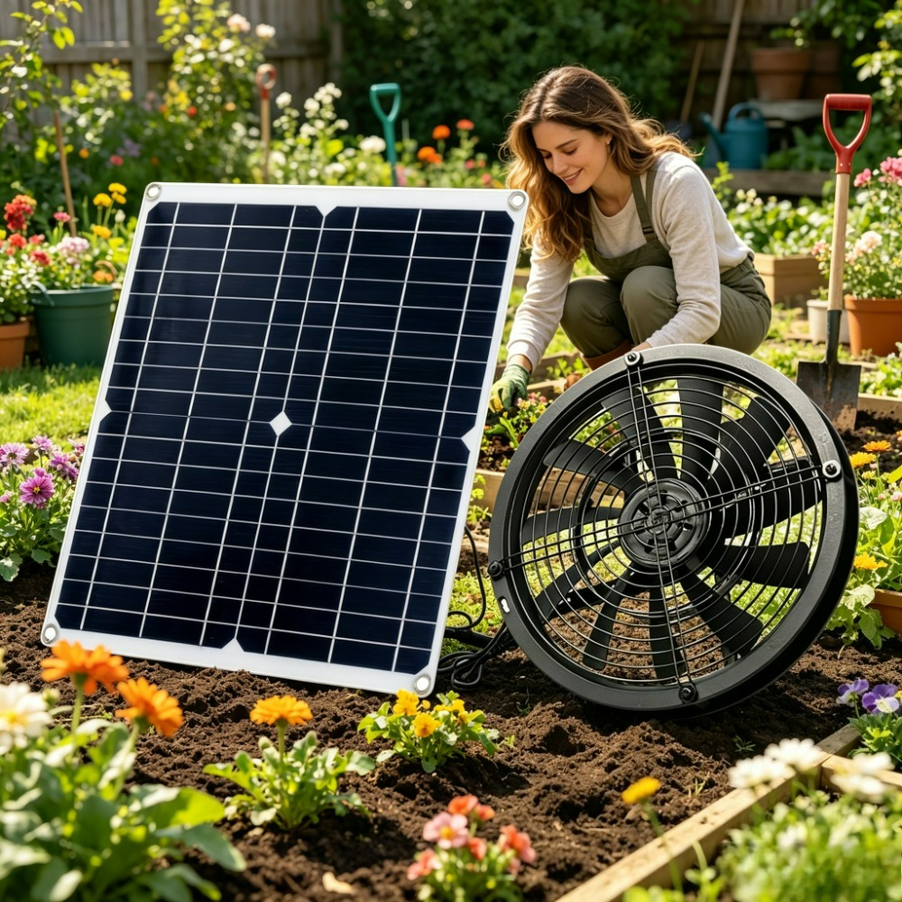 Outdoor Power Vent - 15W Solar Powered Exhaust Fan Kit