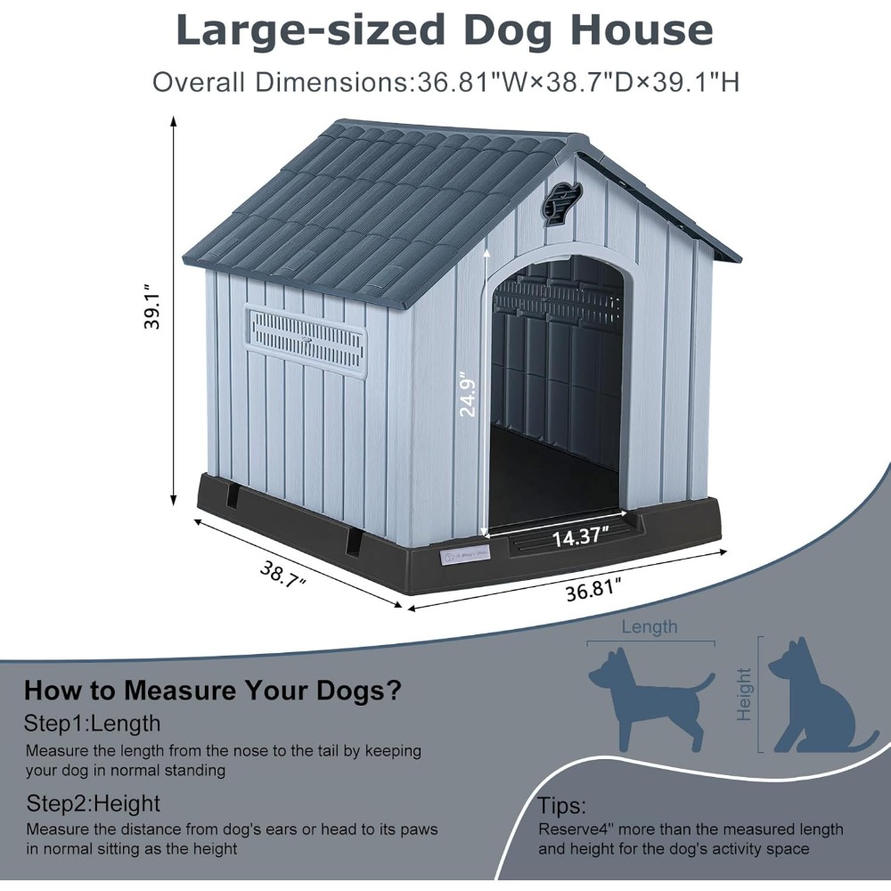 LEMBERI Large Plastic Dog Hous - Outdoor Power Vent recensie en prijs