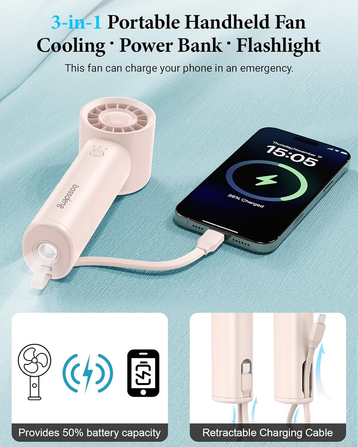 Portable Handheld Fan with Pow - Outdoor Power Products recensie en prijs