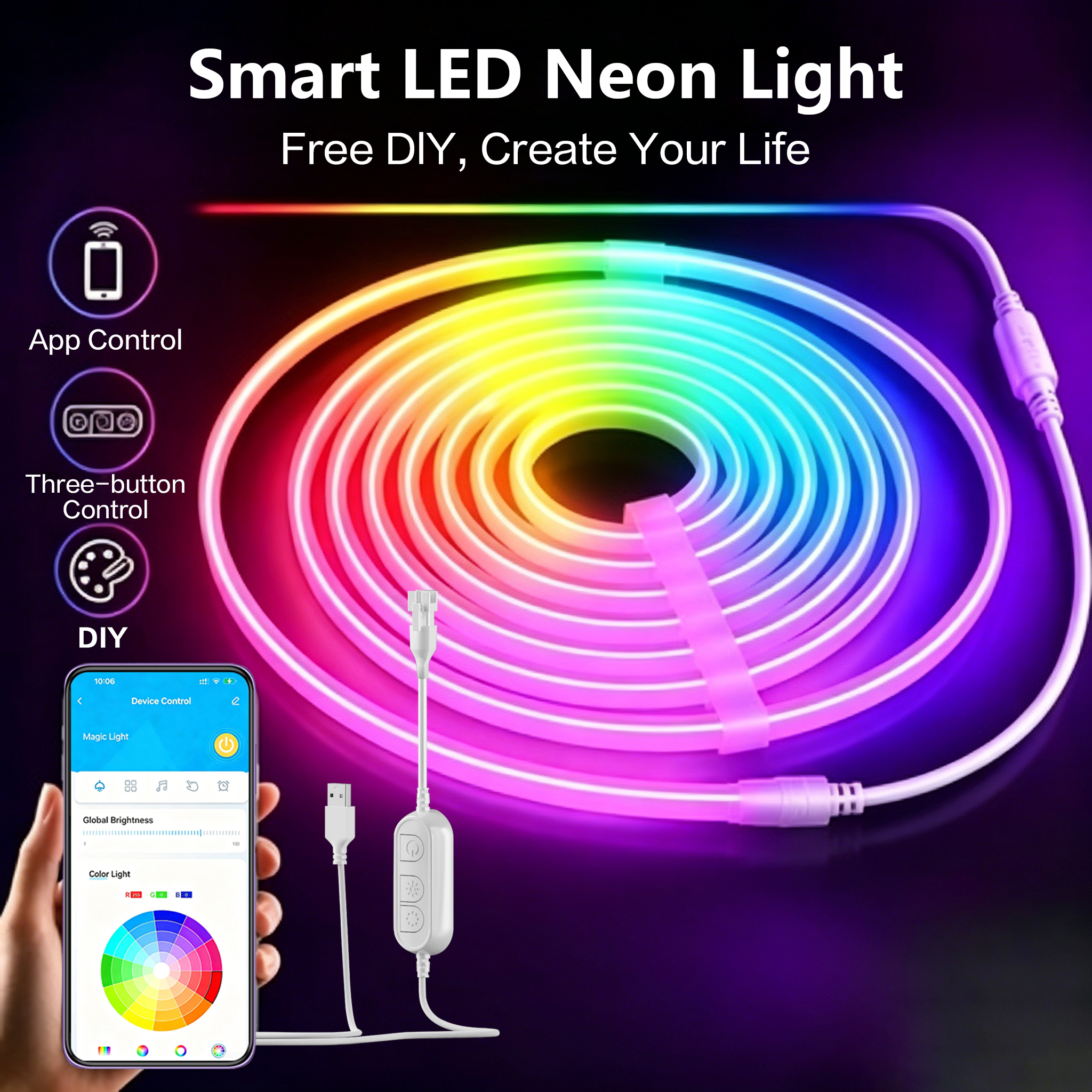 5M RGB Color Changing Neon Lig - Outdoor Power Strip Weatherproof recensie en prijs