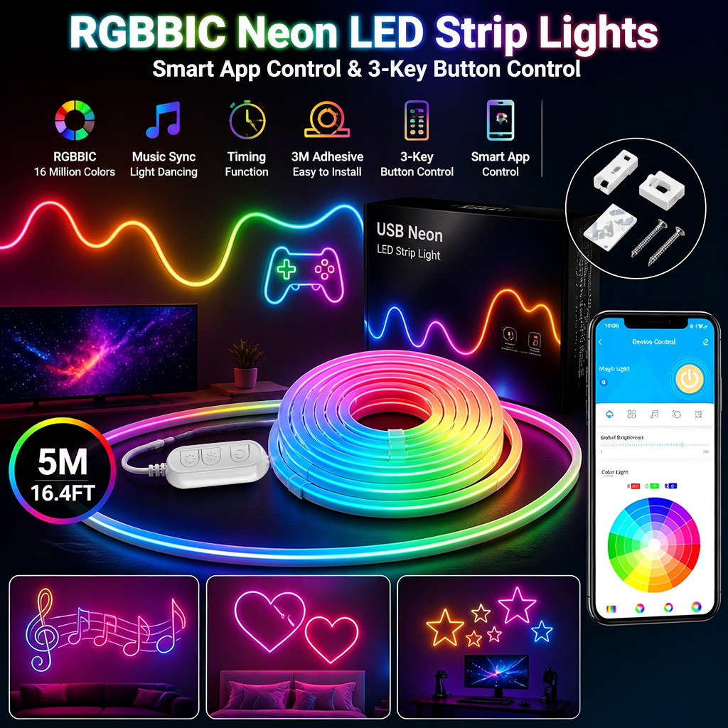 5M RGB Color Changing Neon Lig - Outdoor Power Strip Weatherproof recensie en prijs